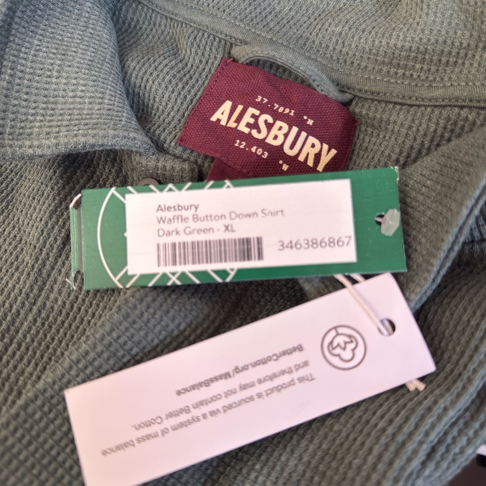 Alesbury Dark Green Waffle Button Down Shirt - XL